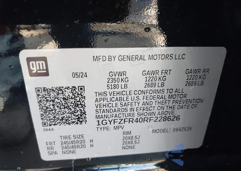 2024 Cadillac Xt4 Awd Sport z USA, uszkodzony, nr VIN 1GYFZFR40RF228626